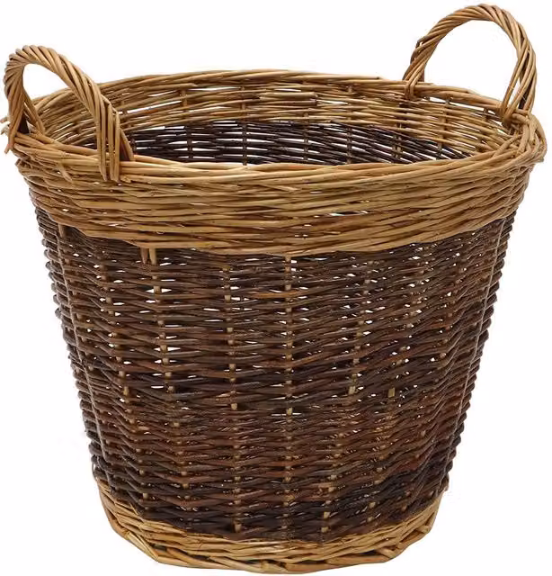 JVL Classic Medium Open Weave Log Basket in Brown with Handles – 1