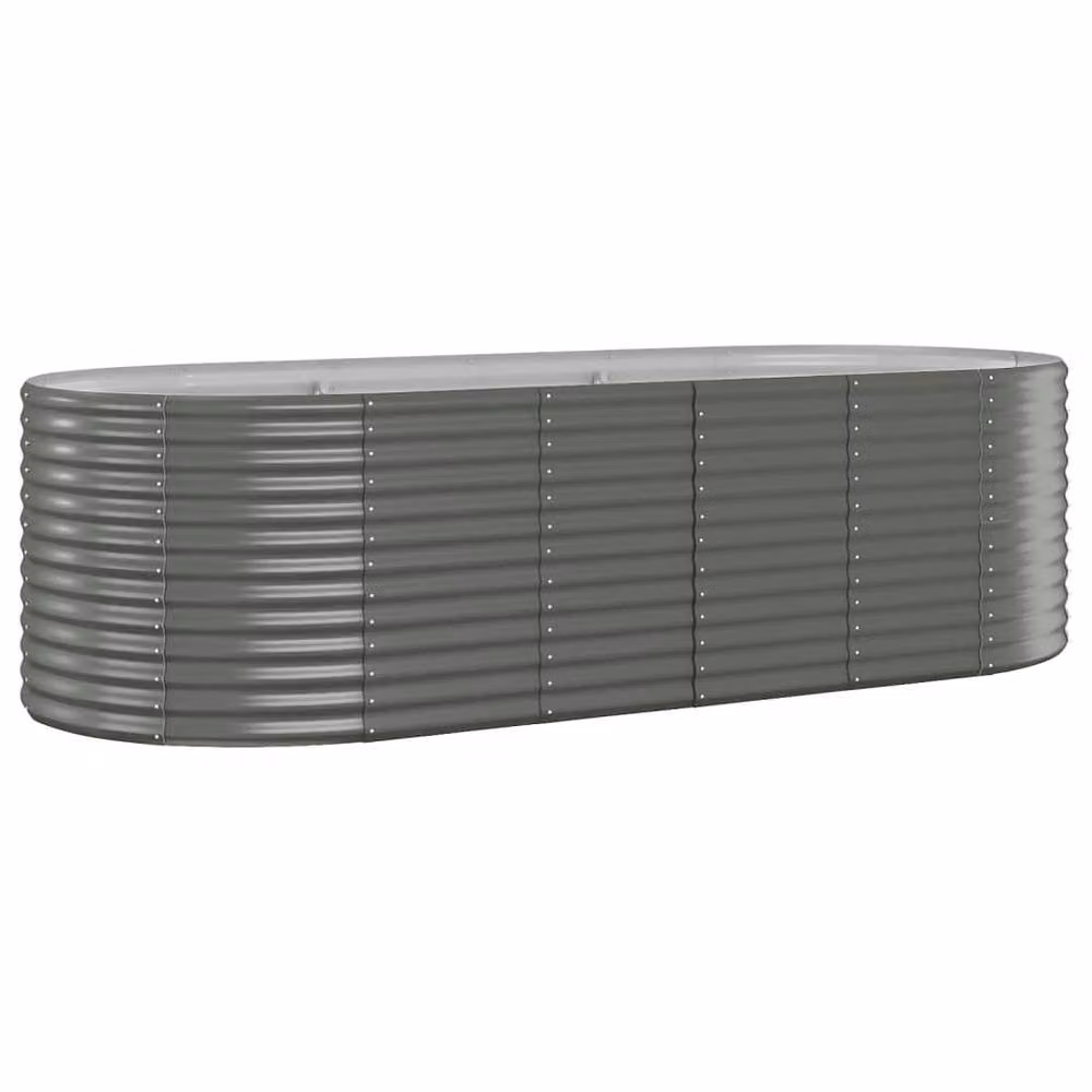 Berkfield Home Garden Grey Powder-coated Steel Raised Bed W: 249 cm, D: 100 cm, H: 68 cm – 2