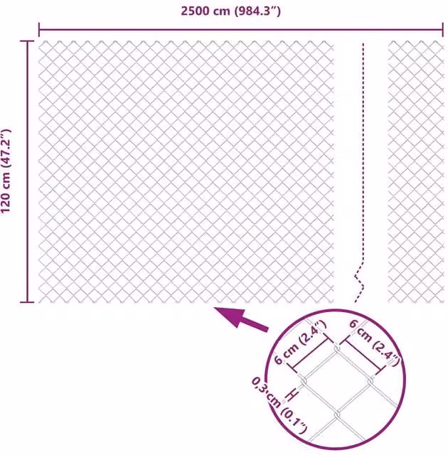 Berkfield Home Green Steel Chain Link Fence, H: 1.2 m x L: 25 m
