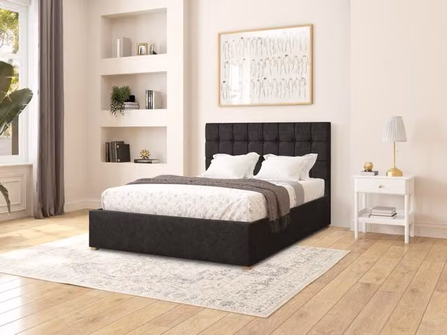 Aspire Sinatra Grey Fabric Upholstered Ottoman Bed with Lift Up Base