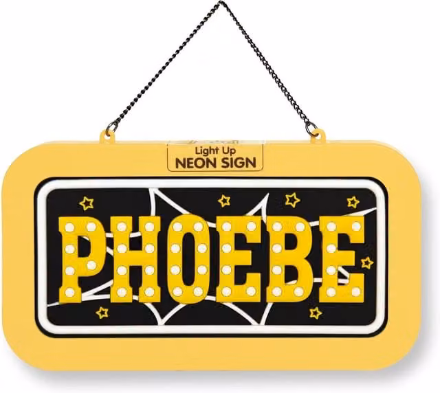 History & Heraldry Phoebe Pre-personalised Light-Up Neon Bedroom Sign in Yellow