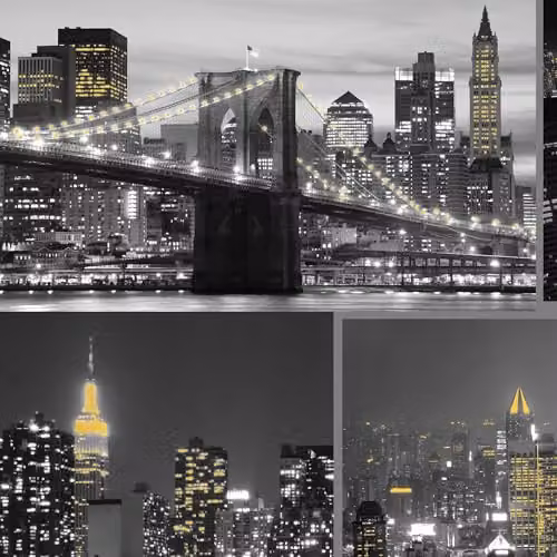 Fresco City at Night Black and White Cityscape Wallpaper – 3