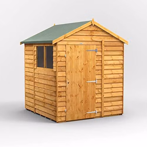 Powersheds Premium Apex Overlap Wooden Garden Shed in Brown with Toughened Glass and Security Features – 1