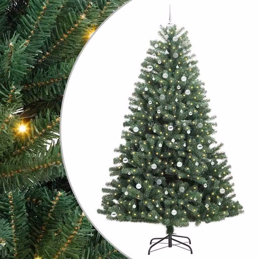 Berkfield Home Artificial Hinged Christmas Tree in Green, Height: 270 cm – 2