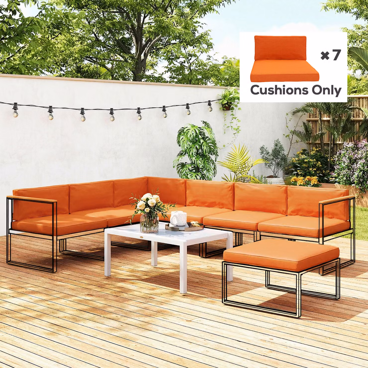 Outsunny 14-piece Dining Set Cushion Set in Orange – 6