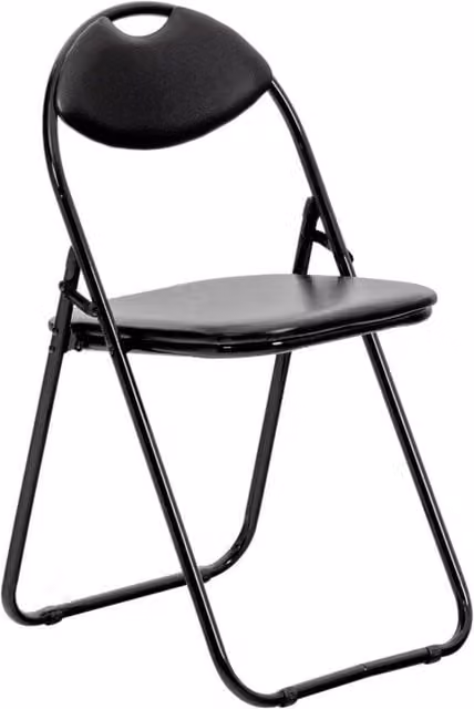 Novecrafto Black Metal Stackable Folding Chairs with Synthetic Leather Upholstery