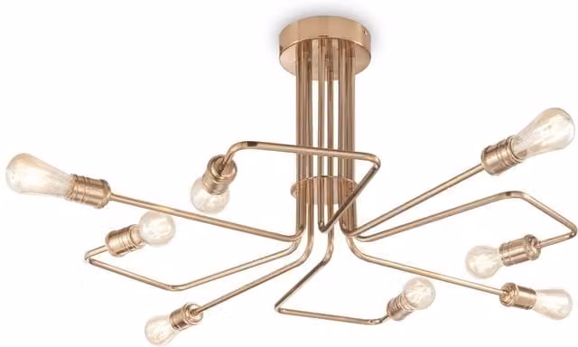 Netlighting Triumph 8 Light Multi Arm Ceiling Light in Antique Brass and Yellow