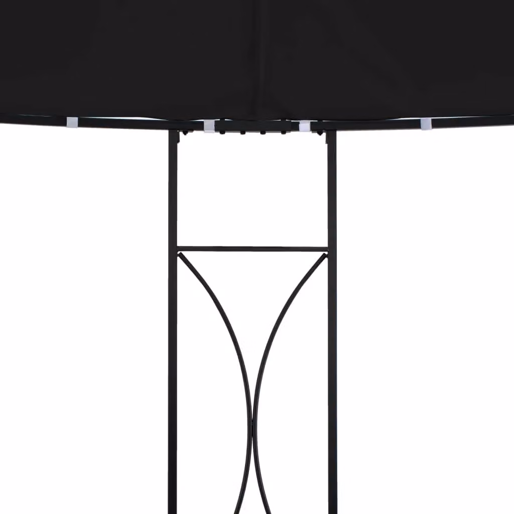 Berkfield Home Anthracite Round Gazebo with Black Polyester Canopy, W: 300 cm, D: 290 cm – 3