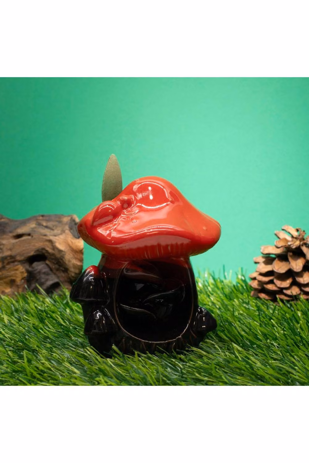 KDMD Large Red Mushroom Backflow Incense Burner in Glazed Ceramic – 2