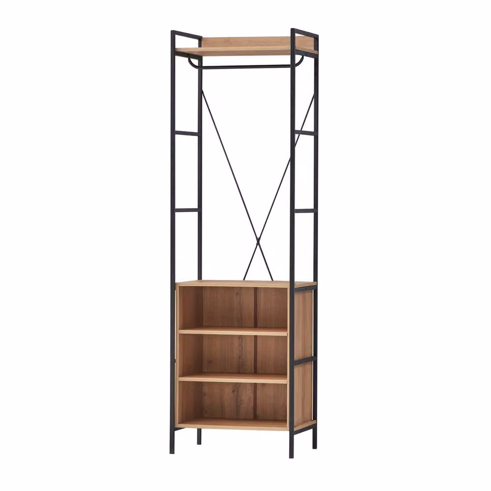 Timber Art Design Riviera Oak 5 Tier Open Wardrobe in Light Oak, H 200 x W 60 x D 40 cm – 2
