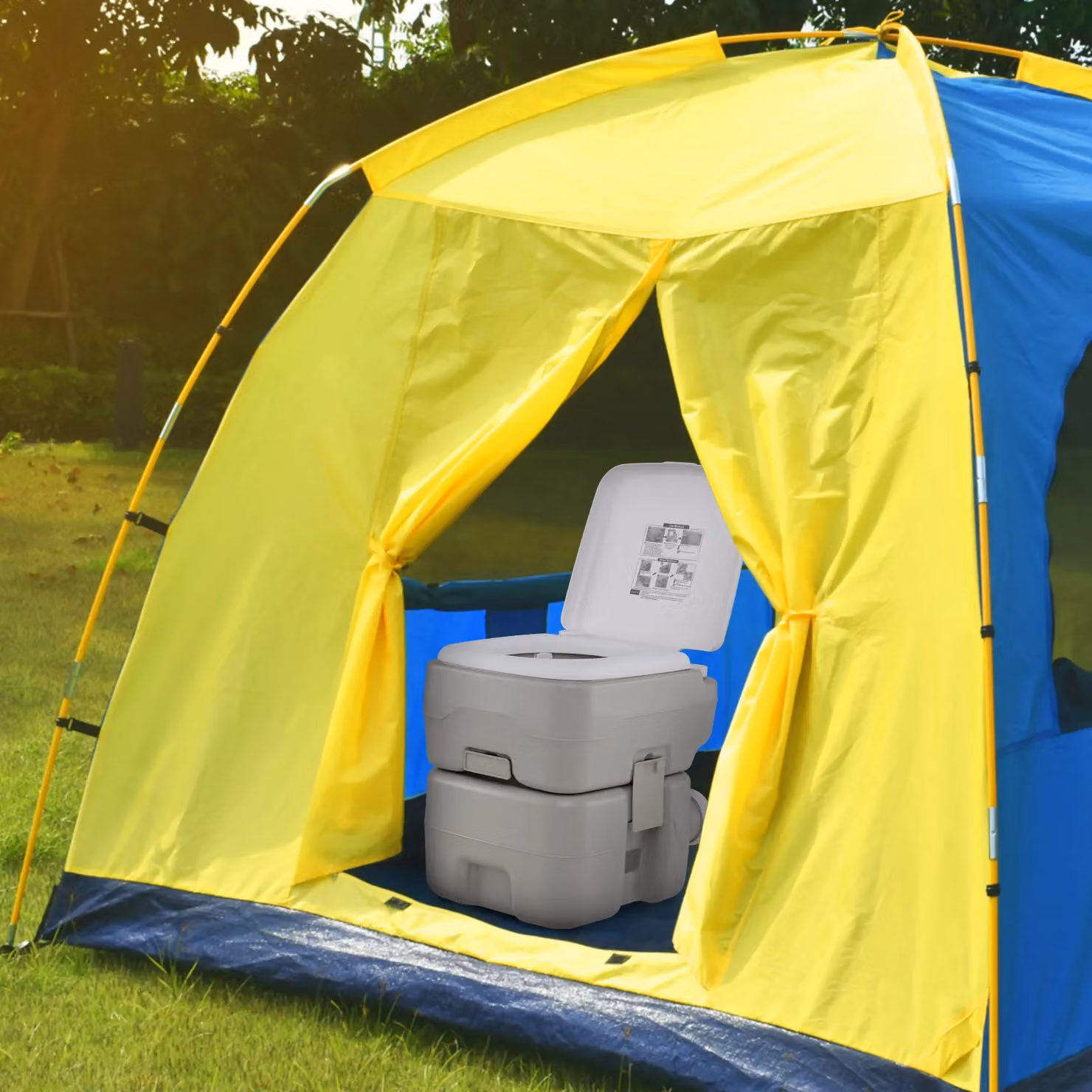 Costway Portable Toilet with 20 L Waste Tank and Flush Pump, Grey, W/D/H: 41.0 x 42.0 x 35.0 cm – 2