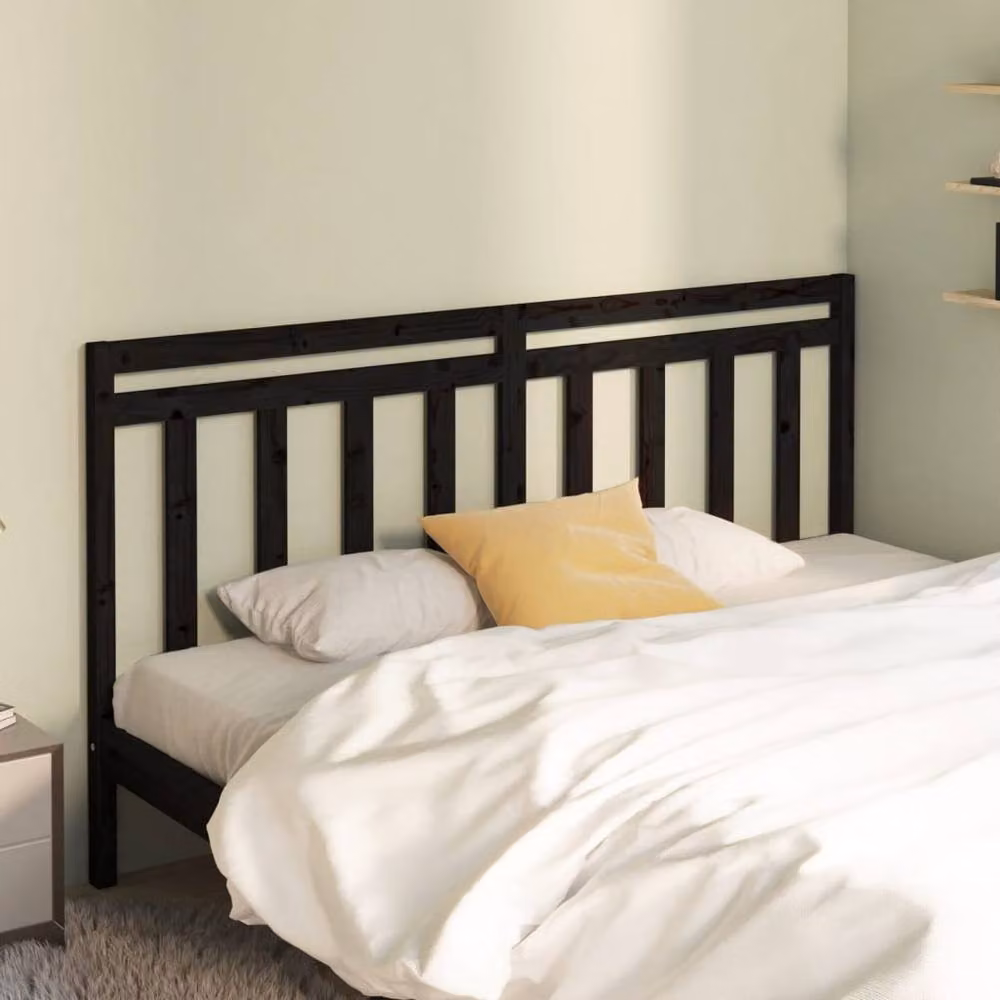 Berkfield Home Black Rustic Solid Pine Wood Bed Headboard W/D/H: 206 x 4 x 100 cm – 2