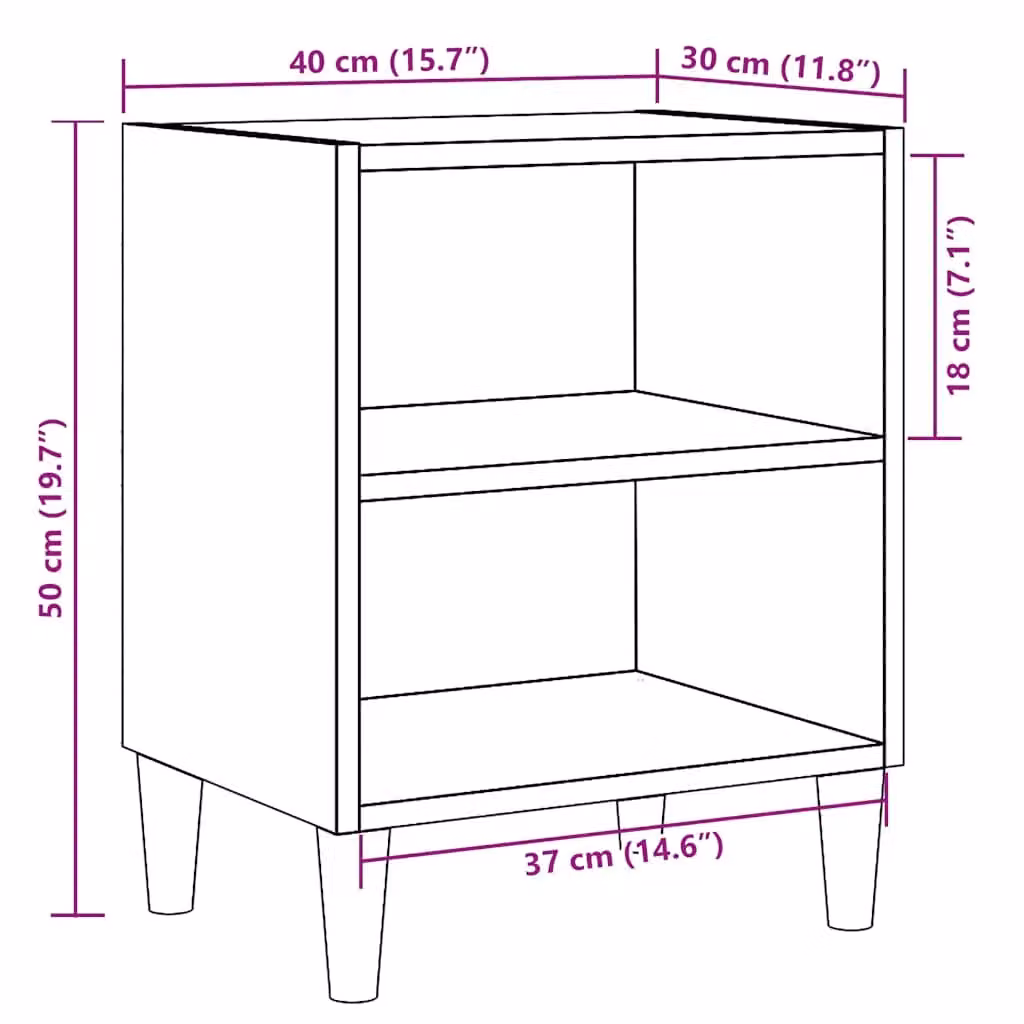 Berkfield Home Artisan Oak Bedside Cabinets, 2 Piece Set in Brown, W/D/H: 40 x 30 x 50 cm – 6