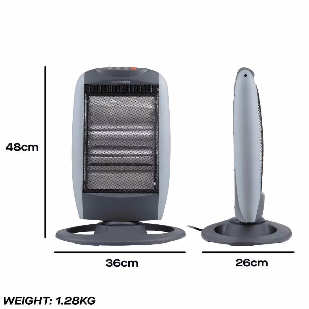Daewoo 1200W Portable Oscillating Halogen Heater in Mid Grey – 4