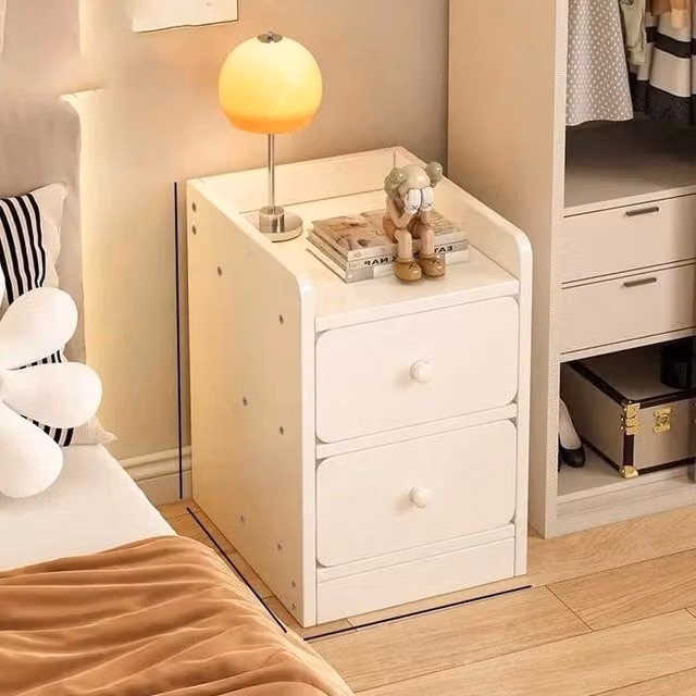 Kelvenix Slim Bedside Table and Sofa End Table in White, W/D/H: 30 x 30 x 40 cm