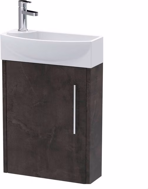 Balterley Winshill Right-Hand 1 Door Cloakroom Vanity Basin Unit, Grey, Width: 44 cm