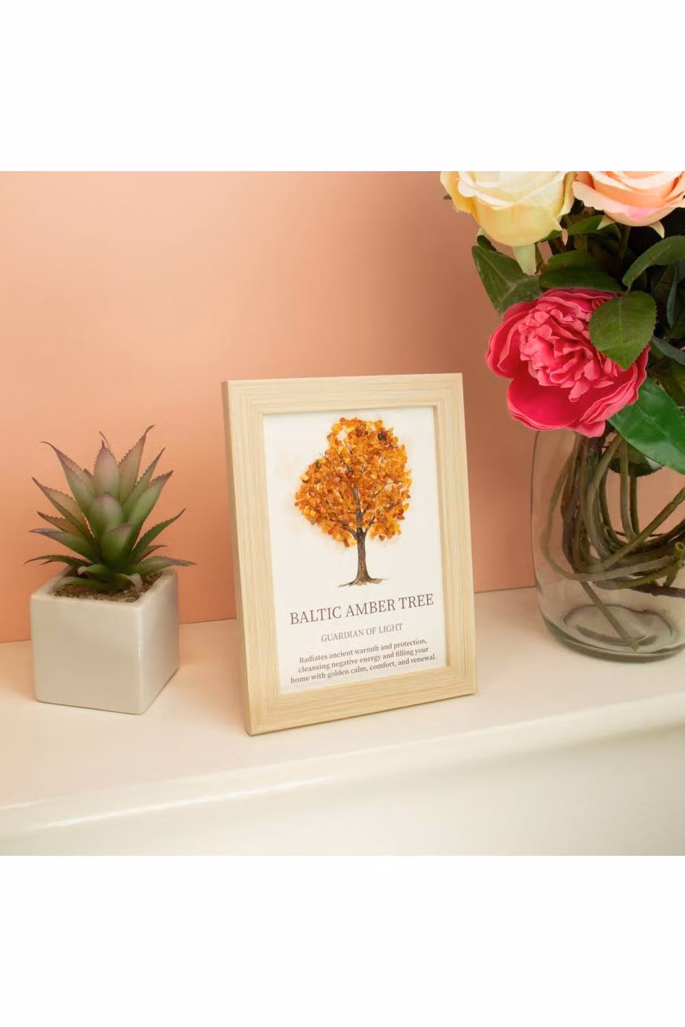 KDMD Tree of Life Framed Baltic Amber Gemstone Picture in Orange and Gold – 2