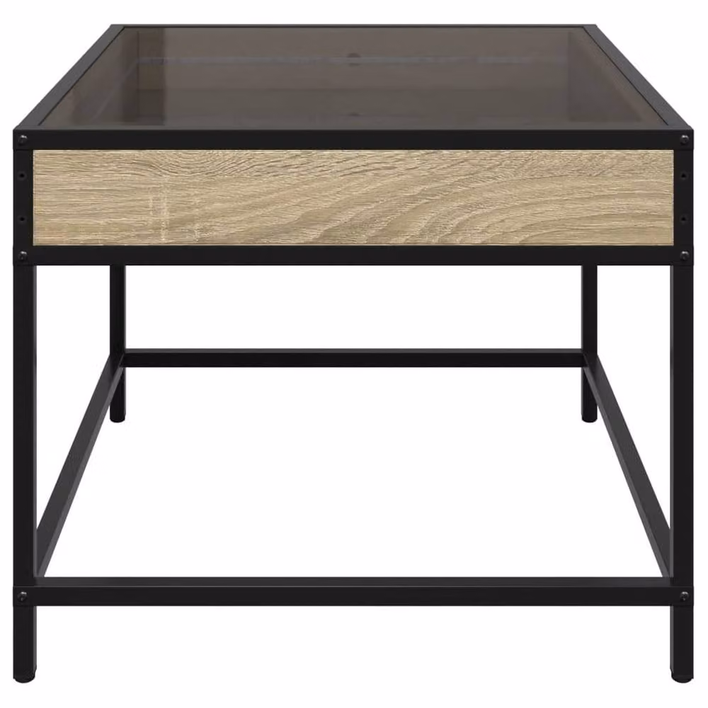 Berkfield Home Infinity LED Decorative Coffee Table in Sonoma Oak and Brown, W/D/H: 50 x 50 x 41 cm – 4