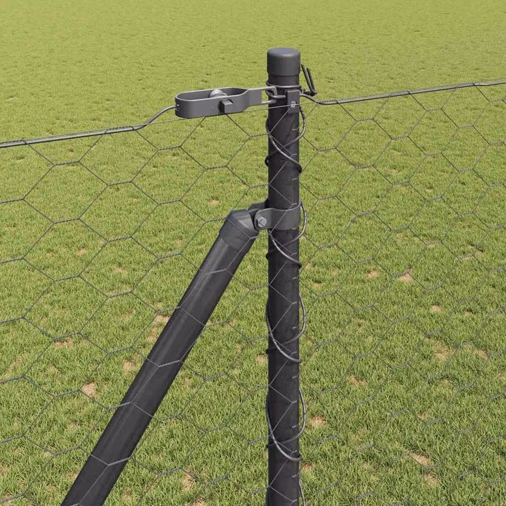 Berkfield Home Grey Steel Hexagon Fence, H: 1.6 m x L: 25 m – 4