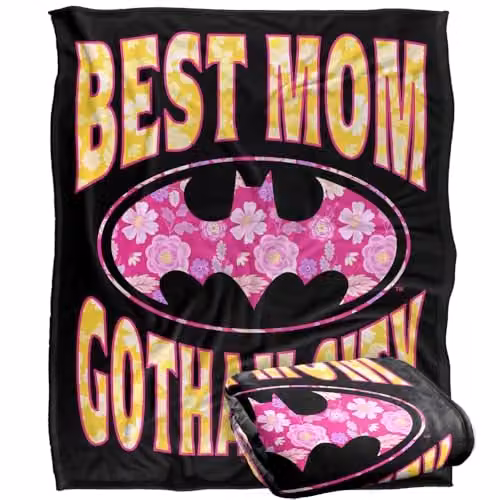 Warner Bros. Batman Best Mom In Gotham Super Soft Silky Touch Fleece Throw Blanket, Multicolour, W/D/H: 152 x 127 cm – 1