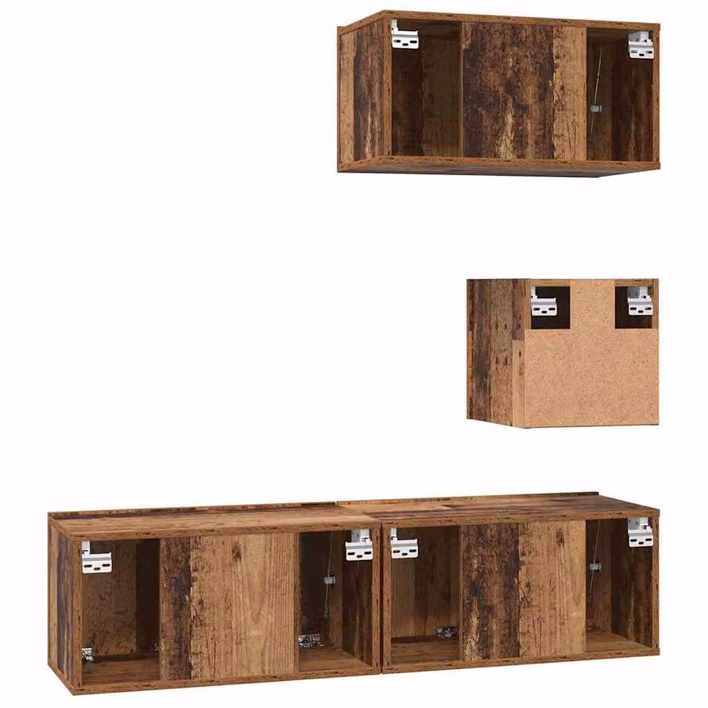 Berkfield Home 4-Piece TV Unit Set in Old Wood Brown, W/D/H: 60 x 30 x 30 cm – 7