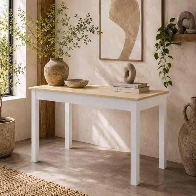 Wyld Haus Rive White Oak Effect Rectangular Dining Table, W: 119 cm, D: 75 cm, H: 70 cm – 1