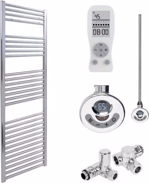 Sola SolAire Steel Towel Rail, Silver, Height: 140 cm