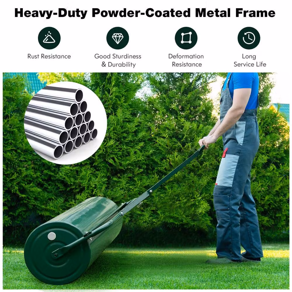 Gymax 113L Lawn Roller in Green with Detachable Gripping Handle – 7