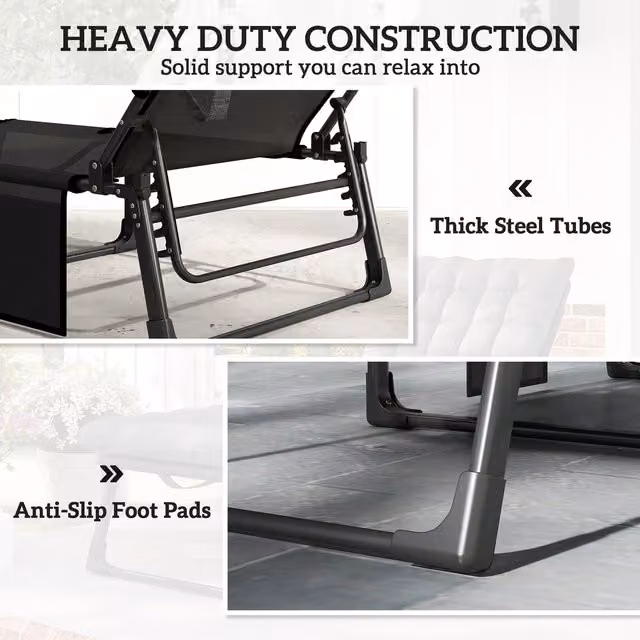Outsunny Oversized Folding Sun Loungers for Adults in Dark Grey