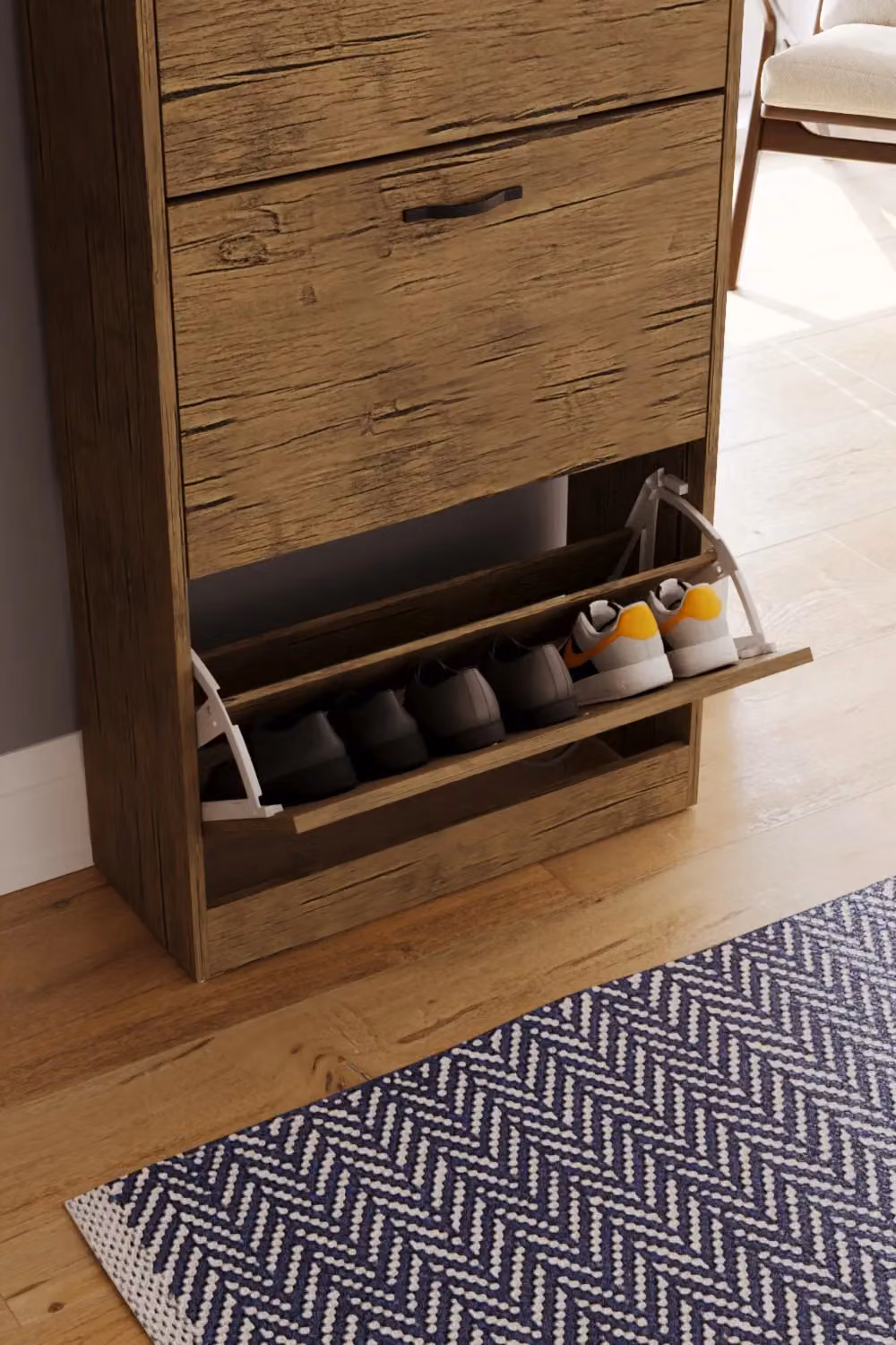 Vida Designs Modern 3 Drawer Shoe Cabinet Organizer in Brown – 5