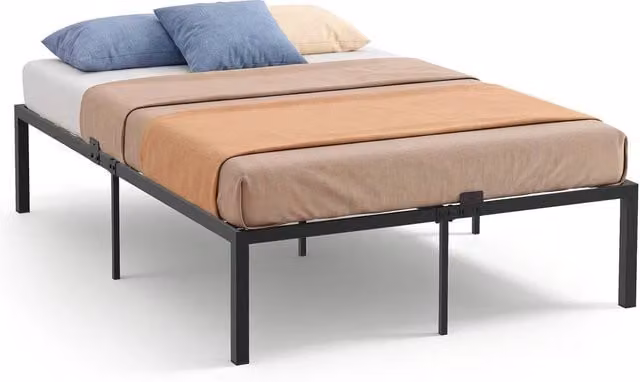 Costway Double Metal Bed Frame Platform Bed with Under-bed Storage Space in Black, W/D/H: 140 x 200 cm – 1