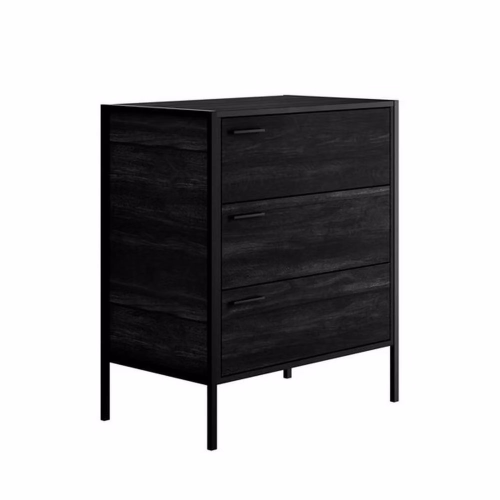 Lemon Pavilion Furniture Hoxton 3 Drawer Chest in Matte Black, W: 63.8 cm, D: 40.2 cm, H: 78.5 cm – 3