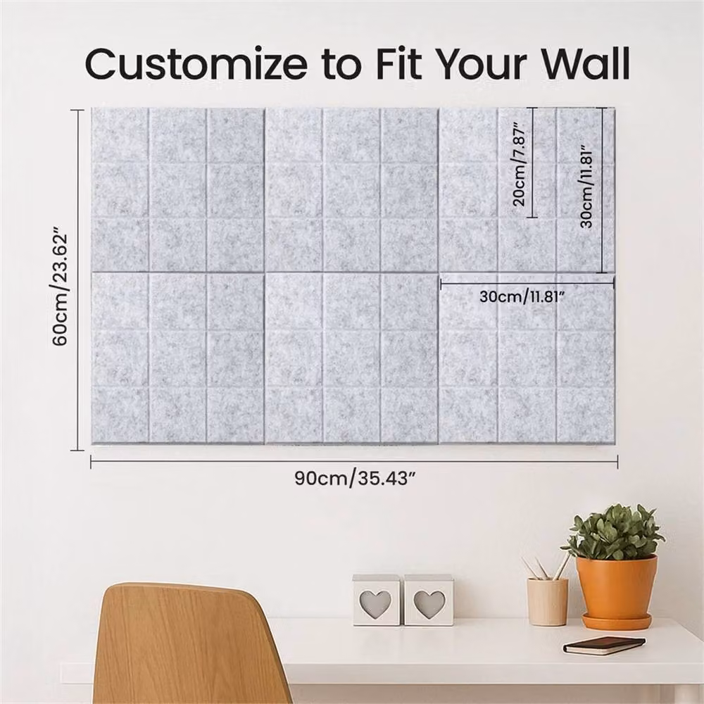 SPETLEK 6 Pcs Grey Felt Board Tiles with 30 Pins, W/D/H: 30 x 30 x 30 cm – 2