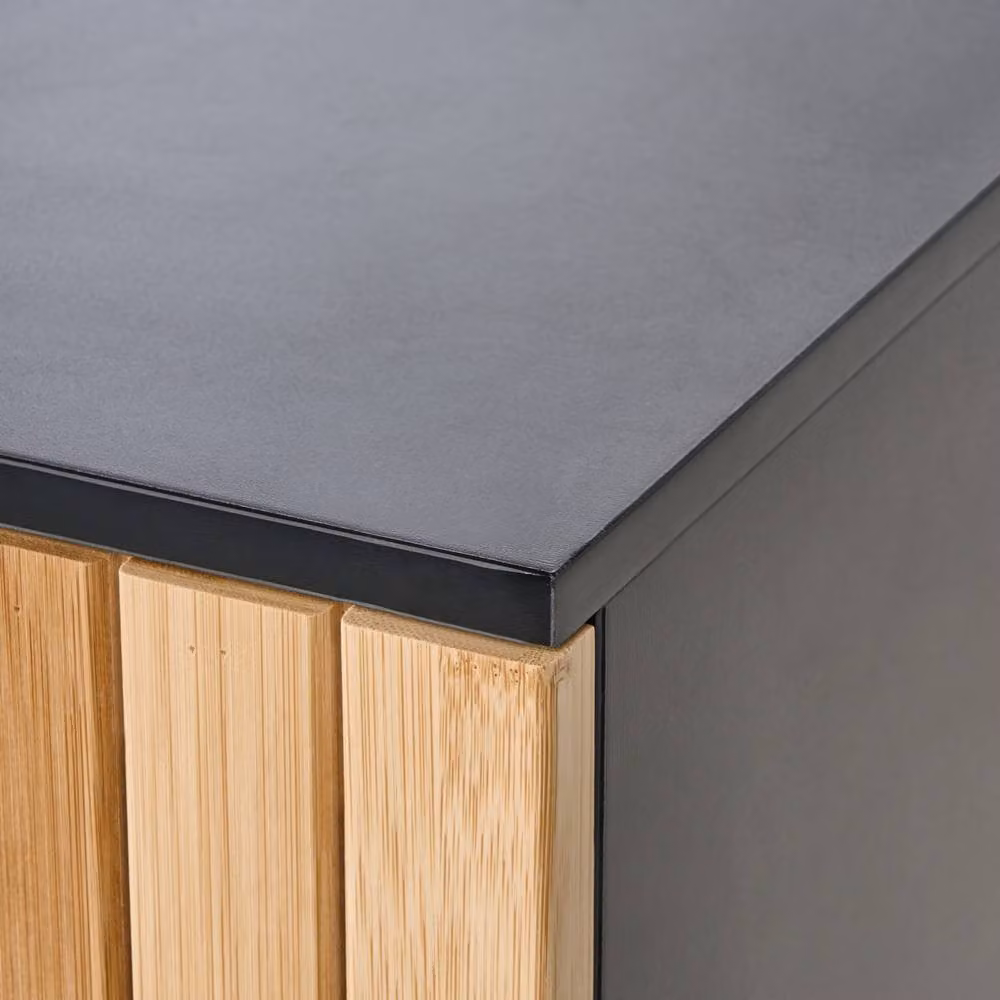 Wyld and Coco Wall Mounted Bamboo Bathroom Cabinet in Light Brown and Matte Black Steel – 4