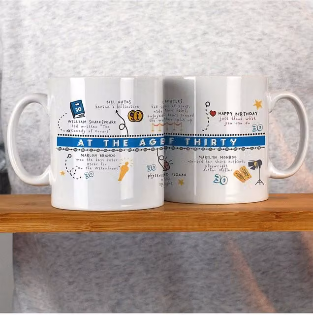 Afewhometruths Personalised 30th Birthday Mug with Name and Message, White