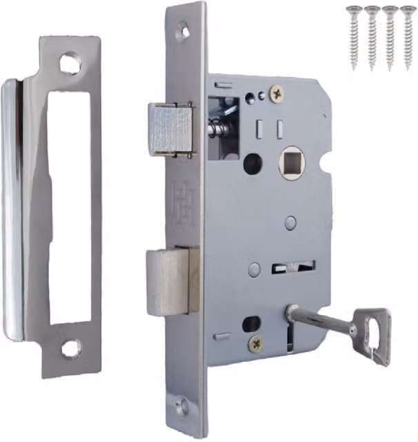 Betley Butterfly Mortise Bolt Hole Lock in Silver and Grey