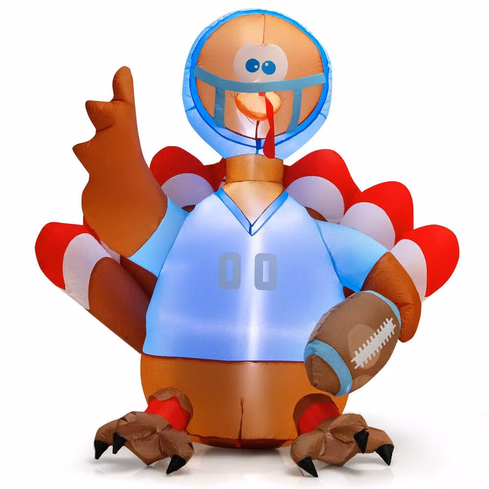 Costway Inflatable Turkey Rugby Player Blow-up Thanksgiving Decoration, Multicolour, Height: 152.4 cm – 3