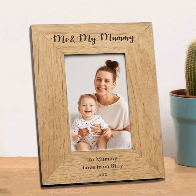 Uniqueful Me & My Mummy Personalised Wood Picture Frame, Brown, 7x5 in