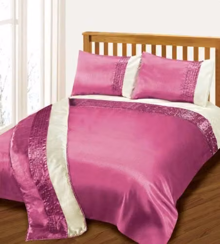 Intimates Perez Fuchsia Pink Faux Silk Single Bed Duvet Cover and Pillowcase Set, Duvet Cover: 90 x 190 cm, Pillowcase: 50 x 75 cm