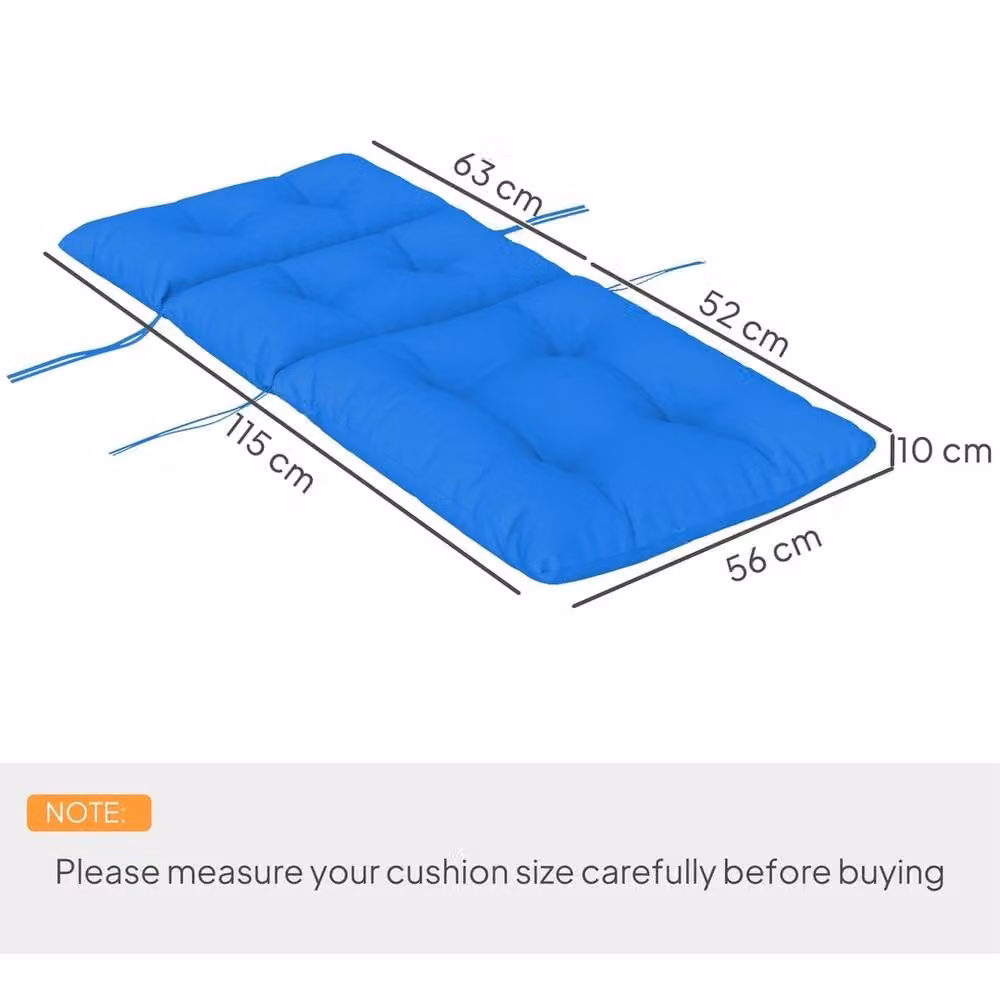 EONLION Blue Rocking Chair Cushion with Ties, W: 100 cm – 2