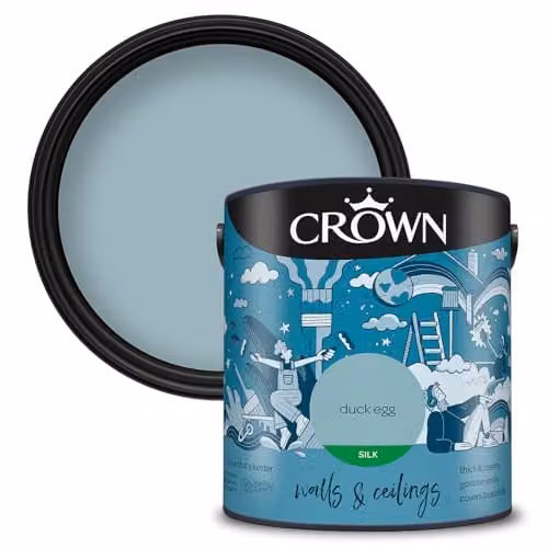 Crown Core Emulsion Silk Duck Egg Blue Water Based Paint 2.5 l – 1