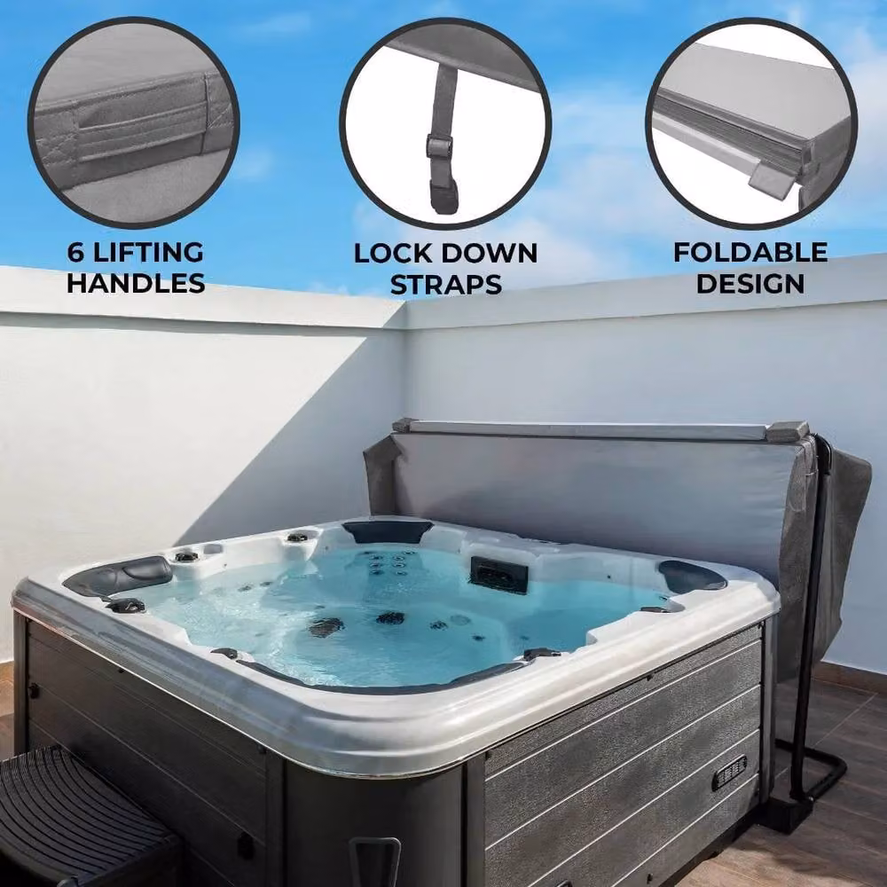 Monstershop Thermal Rectangular Hot Tub Spa Cover, Grey, W: 220 cm – 2
