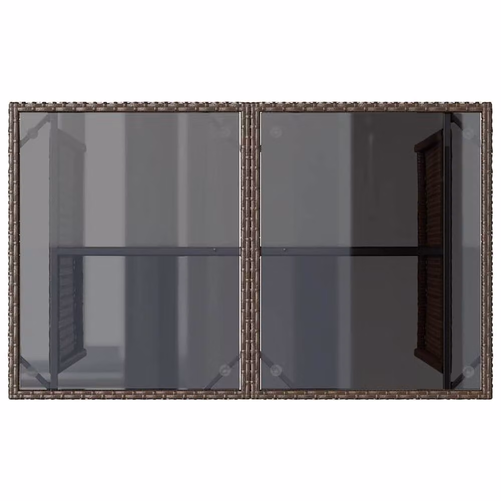Berkfield Home Brown Poly Rattan Garden Table with Glass Top, W/D/H: 110 x 68 x 70 cm – 4