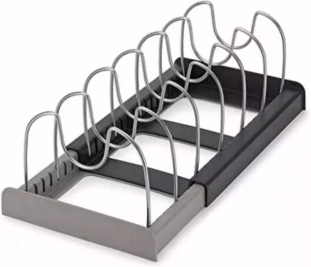 Kelvenix Expandable Stainless Steel Saucepan and Pot Lid Holder in Black – 1