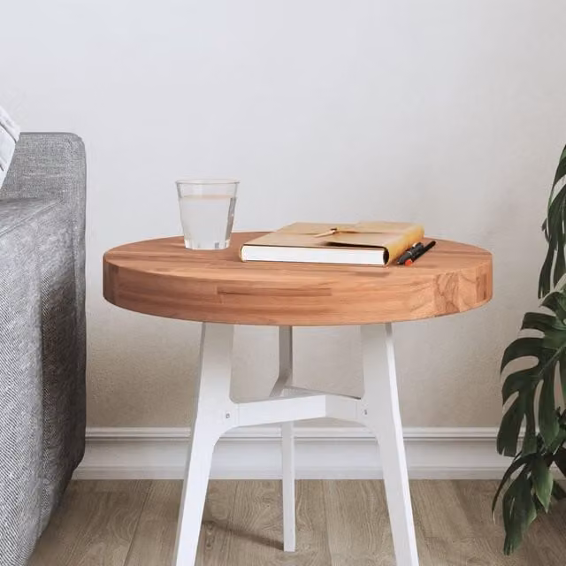 Berkfield Home Round Solid Wood Beech Table Top, Brown, Diameter: 40 cm