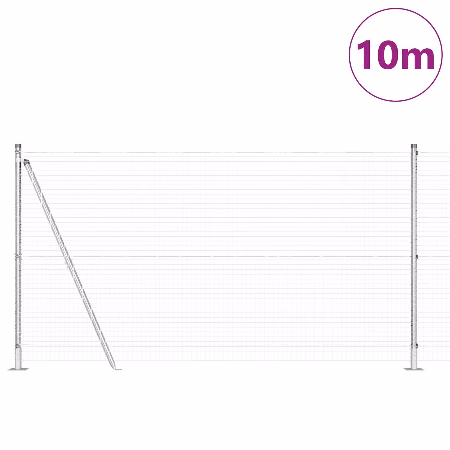 Berkfield Home Galvanised Steel Welded Wire Fence with 7 Flanged Posts, Silver, W: 120 cm, L: 10 m – 2