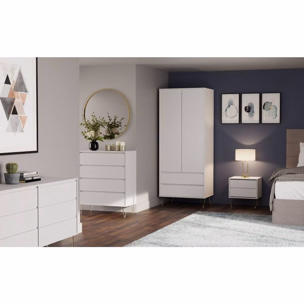 Timber Art Design Monaco 4 Drawer Chest in White and Gold – 3