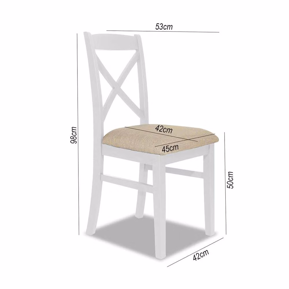 Statement Furniture Florence Crossback Dining Chair with Upholstered Fabric Seat in White, W45 x D53 x H98 cm – 2