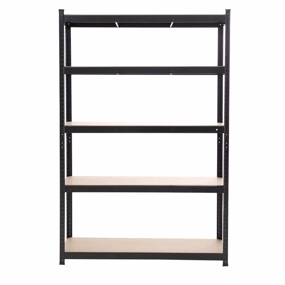 Hinsinc Black Metal and MDF Freestanding Shelving Unit with 5 Adjustable Shelves, W: 50 cm, D: 50 cm, H: 150 cm – 6