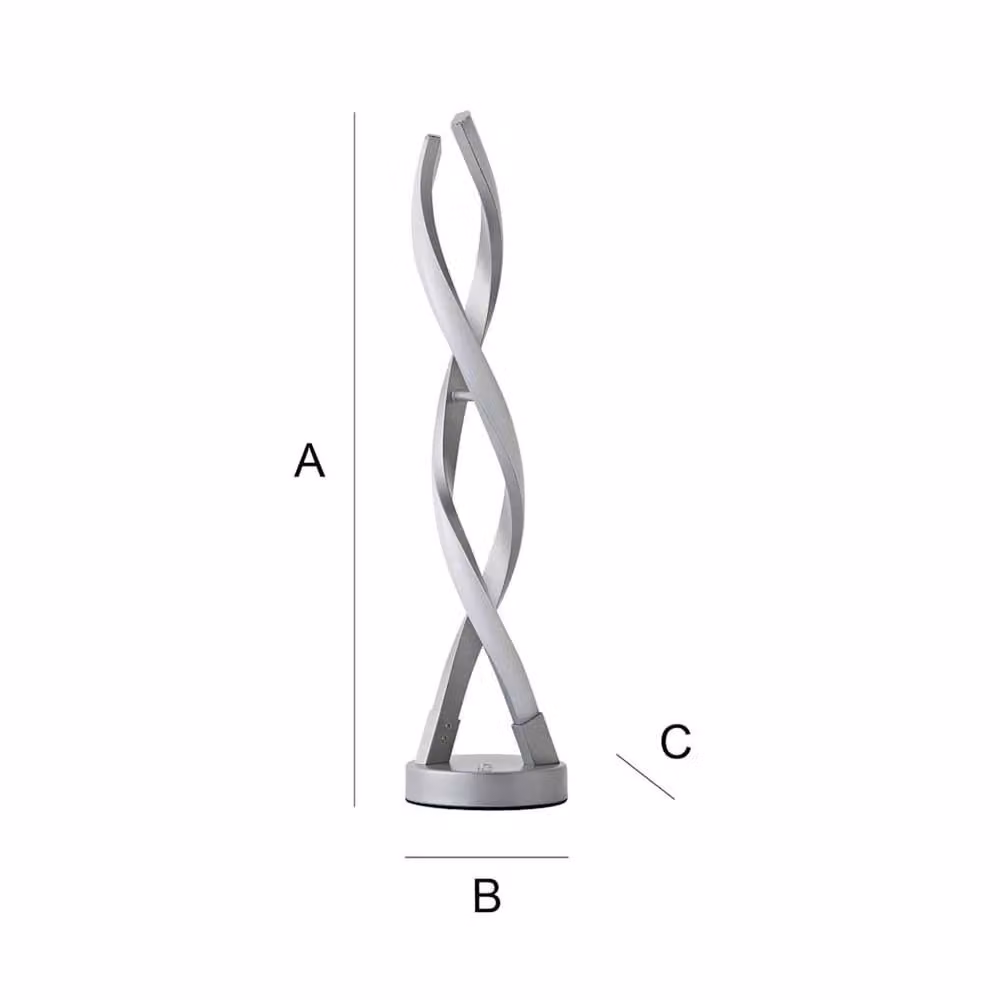 EONLION Modern Double Twist LED Table Lamp in Matt Silver with Dimmable Warm White Touch Control – 2